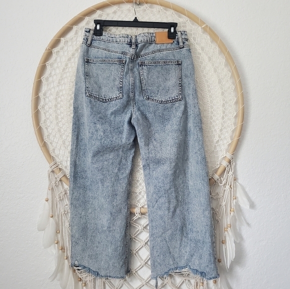 Avec Les Filles Distressed Wide Leg High Rise Cropped Jean Size 28 - Picture 11 of 12